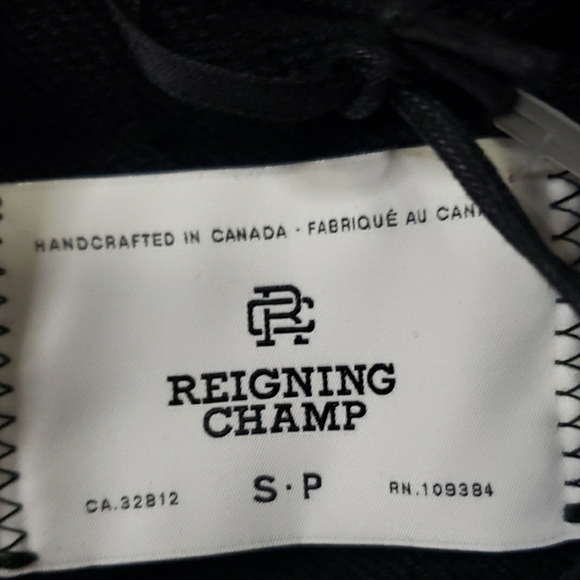 REIGNING CHAMP Lightweight Terry Cut-Off Hoodie Black Womens Small NWT - Picture 6 of 8